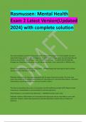 Rasmussen&colon; Mental Health Exam 2 Latest Version&lpar;Updated 2024&rpar; with complete solution