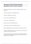 Nursing 212 Final Exam Review questions with correct answers