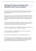 Nursing 212- Exam 3 Practice Test questions with correct answers