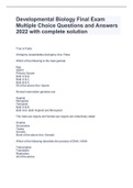Developmental Biology Final Exam Multiple Choice Questions and Answers 2022 with complete solution