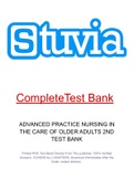 TEST BANK FOR ADVANCED PRACTICE NURSING IN THE CARE OF OLDER ADULTS 2ND EDITION BY KENNEDY-MALONE