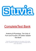 Anatomy & Physiology&colon; The Unity of Form and Function 7th Edition Saladin Test Bank