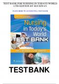 Test Bank - Nursing in Today's World&colon; Trends&comma; Issues&comma; and Management&comma; 12th Edition &lpar;Buckway&comma; 2023&rpar;&comma; Chapter 1-15 &vert; All Chapters
