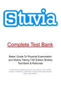 Bates&rsquo; Guide To Physical Examination and History Taking 13th Edition Bickley Test Bank & Rationals