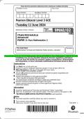 Pearson Edexcel Level 3 GCE Mathematics Advanced PAPER 2&colon; Pure Mathematics 2 QP JUNE 2024 