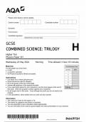 AQA GCSE COMBINED SCIENCE&colon;TRILOGY PHYSICS PAPER 1H QUESTION PAPER 2024 &lpar;8464&sol;P&sol;1H &colon; Higher Tier&rpar;