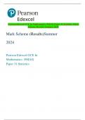 Pearson Edexcel GCE In Mathematics &lpar;9MA0&rpar; Paper 31 Statistics Mark  Scheme &lpar;Results&rpar; Summer 2024