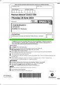 Pearson Edexcel Level 3 GCE Mathematics Advanced PAPER 32&colon; Mechanics QP JUNE 2024 