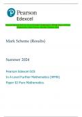 Pearson Edexcel GCE In A Level Further Mathematics &lpar;9FM0&rpar; Paper 02 Pure  Mathematics Mark Scheme &lpar;Results&rpar; Summer 2024