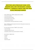 OBSTETRICS AND GYNECOLOGY EXAM &lpar; WITH  ANSWERS 2024&rpar; BEST FOR REVISION &sol; ALREADY  GRADED A&plus; &sol; BUNDLED TO BOOST AND EASE YOUR  STUDY&sol; PROFESSOR VERIFIED