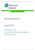 Pearson Edexcel GCE In A Level Further Mathematics &lpar;9FM0&rpar; Paper 3B Further Statistics  1 Mark Scheme &lpar;Results&rpar; Summer 2024 