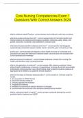   Core Nursing Competencies Exam 1 Questions With Correct Answers 2024