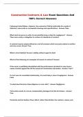 Construction Contracts & Law Exam Questions And 100&percnt; Correct Answers