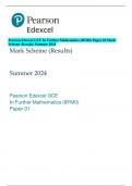 Pearson Edexcel GCE In Further Mathematics &lpar;8FM0&rpar; Paper 01 Mark  Scheme &lpar;Results&rpar; Summer 2024 