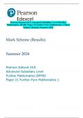 Pearson Edexcel GCE Advanced Subsidiary Level Further  Mathematics &lpar;8FM0&rpar; Paper 21 Further Pure Mathematics 1 Mark  Scheme &lpar;Results&rpar; Summer 2024