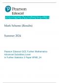 Pearson Edexcel GCE Further Mathematics Advanced Subsidiary Levelin  Further Statistics 2 Paper 8FM0&lowbar;24 Mark Scheme &lpar;Results&rpar; Summer 2024 