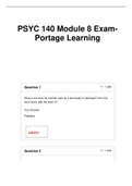PSYC 140 MODULE 1-8 EXAM- PORTAGE LEARNING (LATEST)