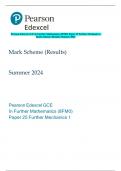 Pearson Edexcel GCE In Further Mathematics &lpar;8FM0&rpar; Paper 25 Further Mechanics 1  Mark Scheme &lpar;Results&rpar; Summer 2024 