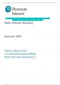 Pearson Edexcel GCE In Further Mathematics &lpar;8FM0&rpar; Paper 26 Further  Mechanics 2 Mark Scheme &lpar;Results&rpar; Summer 2024