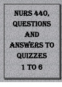 NURS 440, Questions and Answers to Quizzes 1 to 6