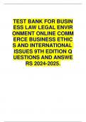 TEST BANK FOR BUSINESS LAW LEGAL ENVIRONMENT ONLINE COMMERCE BUSINESS ETHICS AND INTERNATIONAL ISSUES 9TH EDITION QUESTIONS AND ANSWERS 2024-2025&period;  