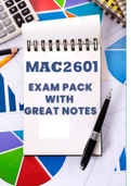 MAC2601 Exam Pack with Great Notes to get you that DISTINCTION! 