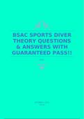 BSAC SPORTS DIVER THEORY QUESTIONS & ANSWERS WITH GUARANTEED PASS&excl;&excl;