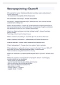 Neuropsychology Exam &num;1 questions well answered&period;
