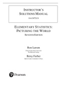Elementary Statistics Picturing the World 7th Edition Larson Solutions Manual