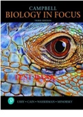 TEST BANK For Campbell Biology in Focus, 3rd Edition Lisa A. Urry, Michael L. Cain, Steven A. Wasserman, Peter V. Minorsky. All 43 Chapters in 1163 Pages