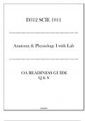 &lpar;WGU D312&rpar; SCIE 1011 Anatomy & Physiology I with Lab - OA Readiness Guide Q & S 2024