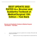 BEST 2022 VERIFIED A++ Brunner and Suddarths Textbook of Medical Surgical 13th Edition – Test Bank