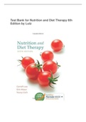 Test Bank for Nutrition and Diet Therapy 6th Edition