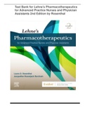 Test Bank for Lehne’s Pharmacotherapeutics for Advanced Practice Nurses and Physician Assistants