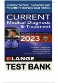 TEST BANK For Current Medical Diagnosis And Treatment 2023&comma; 62nd Edition By Papadakis & Mcphee&comma; All 42 Chapters Covered&comma; Verified Latest Edition