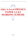 AQA A LEVEL PHYSICS EXAM/MARKING SHEME PAPER 1,2 $3 ( GRADED A  ) best package deal for your  exam