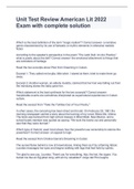 Unit Test Review American Lit 2022 Exam with complete solution