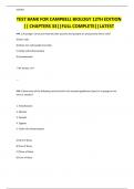 TEST BANK FOR CAMPBELL BIOLOGY 12TH EDITION &vert;&vert; CHAPTERS 33&vert;&vert;FULL COMPLETE&vert;&vert;LATEST 2024