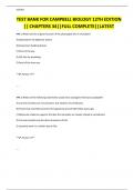 TEST BANK FOR CAMPBELL BIOLOGY 12TH EDITION &vert;&vert; CHAPTERS 34&vert;&vert;FULL COMPLETE&vert;&vert;LATEST 2024