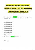Pharmacy Naplex Acronyms &vert; Questions and Correct Answers &vert; Latest Update 2024&sol;2025