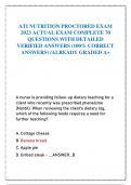 ATI NUTRITION PROCTORED EXAM  2023 ACTUAL EXAM COMPLETE 70  QUESTIONS WITH DETAILED  VERIFIED ANSWERS &lpar;100&percnt; CORRECT  ANSWERS&rpar; &sol;ALREADY GRADED A&plus; 