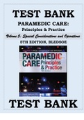 TEST BANK PARAMEDIC CARE: PRINCIPLES & PRACTICE, 5TH EDITION Volume 5 Special Considerations and Operations BLEDSOE 