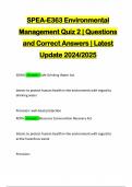 SPEA-E363 Environmental Management Quiz 2 &vert; Questions and Correct Answers &vert; Latest Update 2024&sol;2025