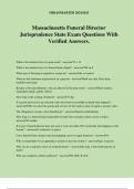 Massachusetts Funeral Director Jurisprudence State Exam Questions With Verified Answers