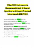 SPEA E363 Environmental Management Quiz 2 Dr&period; Lame &vert; Questions and Correct Answers &vert; Latest Update 2024&sol;2025