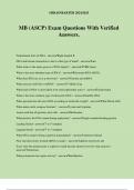 MB &lpar;ASCP&rpar; Exam Questions With Verified Answers&period;