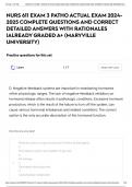 NURS 611 EXAM 3 PATHO ACTUAL EXAM 2024-2025 COMPLETE QUESTIONS AND CORRECT DETAILED ANSWERS WITH RATIONALES &vert;ALREADY GRADED A&plus; &lpar;MARYVILLE UNIVERSITY&rpar;NURS 611 EXAM 3 PATHO ACTUAL EXAM 2024-2025 COMPLETE QUESTIONS AND CORRECT DETAILED ANSWERS WITH RATIONALE