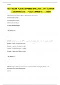 TEST BANK FOR CAMPBELL BIOLOGY 12TH EDITION &vert;&vert; CHAPTERS 38&vert;&vert;FULL COMPLETE&vert;&vert;LATEST