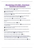 Microbiology UTA 2460 &ndash; Final Exam Questions and Solutions