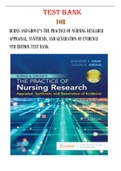 BURNS AND GROVE'S THE PRACTICE OF NURSING RESEARCH APPRAISAL, SYNTHESIS, AND GENERATION OF EVIDENCE 9TH EDITION TEST BANK 